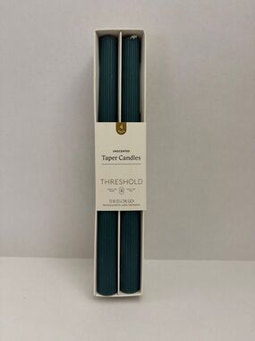 Threshold Deep Teal Ribbed Taper Candles - Set of 4